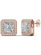Norah Princess Cut Halo Stud Earrings by Cate & Chloe | Simulated Diamond Crystals