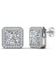 Norah Princess Cut Halo Stud Earrings by Cate & Chloe | Simulated Diamond Crystals