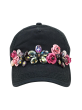 Floral Bejeweled Cap | Bejeweled Baseball Cap with Ponytail Opening