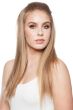 Woman in a 22" to 23" light blonde remy human hair topper for thinning hair