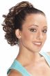 Woman in a curly dark brown clip in ponytail hairpiece