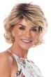 Layered heat-friendly bob wig with feathered bangs, soft waves, and chin-length volume
