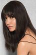 woman in dark brown human hair clip in bangs