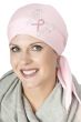 cotton knit headwrap with breast cancer design with pink ribbon