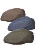 Men's driver caps or flat caps in herringbone fabric