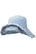 Kiera Distressed Denim Wide Brim Bucket Hat | Wide Brim Denim Hat for Women