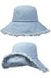 Kiera Distressed Denim Wide Brim Bucket Hat | Wide Brim Denim Hat for Women