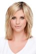 Woman in a 6" to 8" golden blonde hair topper wiglet for thinning hair