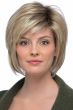 chin length layered wig with side swept bangs and a rounded shape