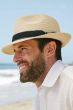 Cool guy on beach in brimmed straw men's fedora hat