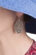 Sterling Silver Earrings | Oval Floral Motif Statement Earrings