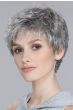 Short textured pixie wig with soft volume, wispy bangs, and tapered nape