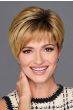 Short layered wig with side-swept bangs and soft volume, natural-looking shape and lightweight feel