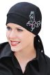 cotton knit headwrap with breast cancer design with pink ribbon