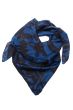 100% Silk Square Scarf | Abstract Silhouette Blue