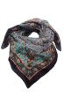 100% Silk Square Scarf | Midnight Coral Paisley