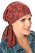 so simple pre-tied scarf for cancer patients in cotton print red pomegranate