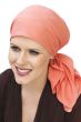 solid 100% cotton head scarf in a 30" square for cancer patients and women with hair loss - coral