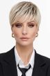 Short pixie wig with wispy side-swept bangs and tapered layers