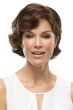 Woman in a dark brown short wiglet