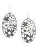Sterling Silver Earrings | Oval Floral Motif Statement Earrings