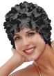 old fashioned rubber flower swimming cap in black - bathing cap for women