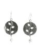 Sterling Silver Earrings | Oxidized Vine with Drop Pearl