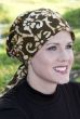 easy to tie - pre-tied scarf in cotton batik print for cancer and hair loss