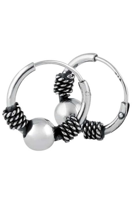 Sterling Silver Bali Hoop Earrings | Men or Women