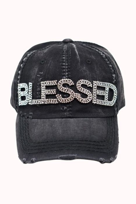 Bejeweled Blessed Baseball Cap | 100% Cotton Baseball Hat for Women