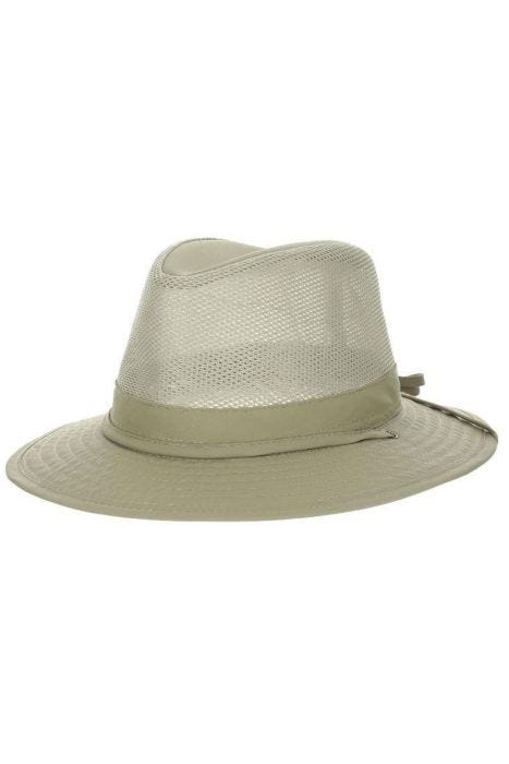 Cool khaki men's hat with mesh sides for ventilation and cooling properties
