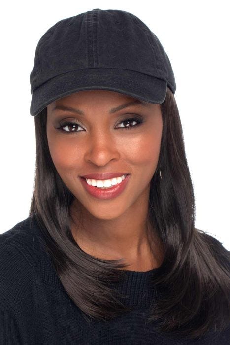 Lisette Long Baseball Cap with Hair by Cardani| Hats with Hair