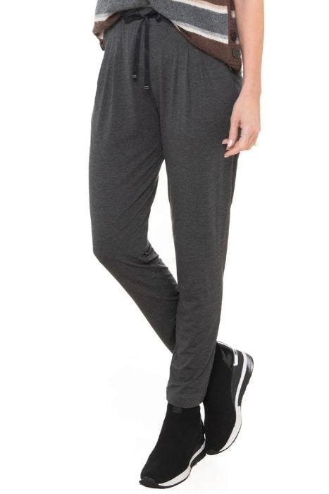Woman in blue bamboo yoga pants