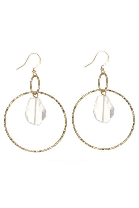 Gemstone Loop Drop Earrings | Semi-Precious Gemstone Earrings