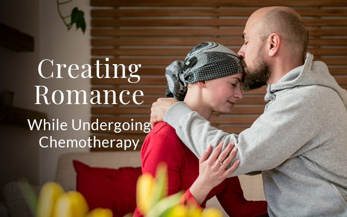 Creating Romance While Undergoing Chemotherapy - Husband Kissing Wife with Cancer in Headscarf on the Head