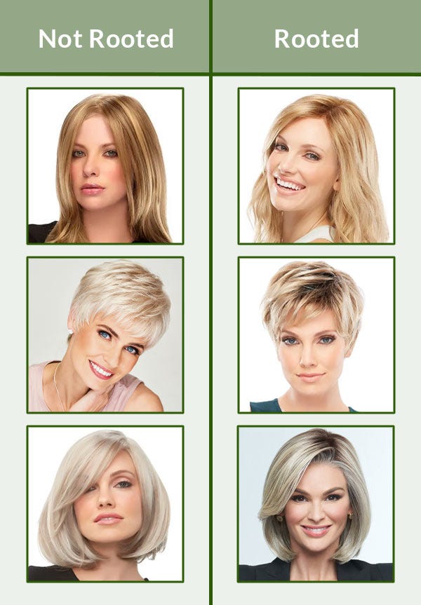 Wigs with and without darker roots