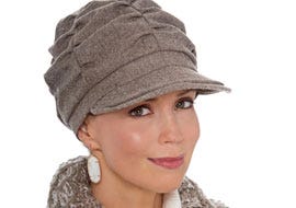 hat for woman with sharp angled facial features 